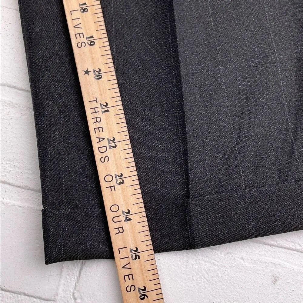 Lord West Suit Men 40S 34Wx25L Gray White Check Classic Career Cuffs‎ Wool 2pc